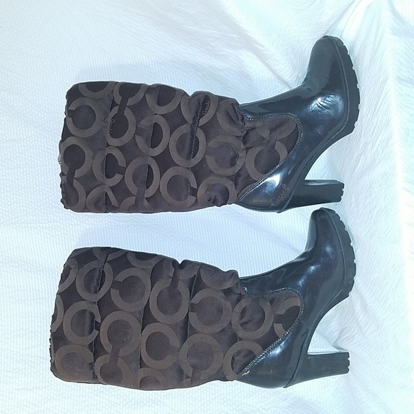 coach boots winter fall water proof quilted women's sz 8 1/2 B brown rain boot - Picture 15 of 15